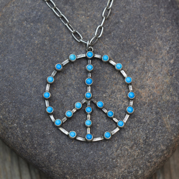 Sleeping Beauty Peace Sign Necklace