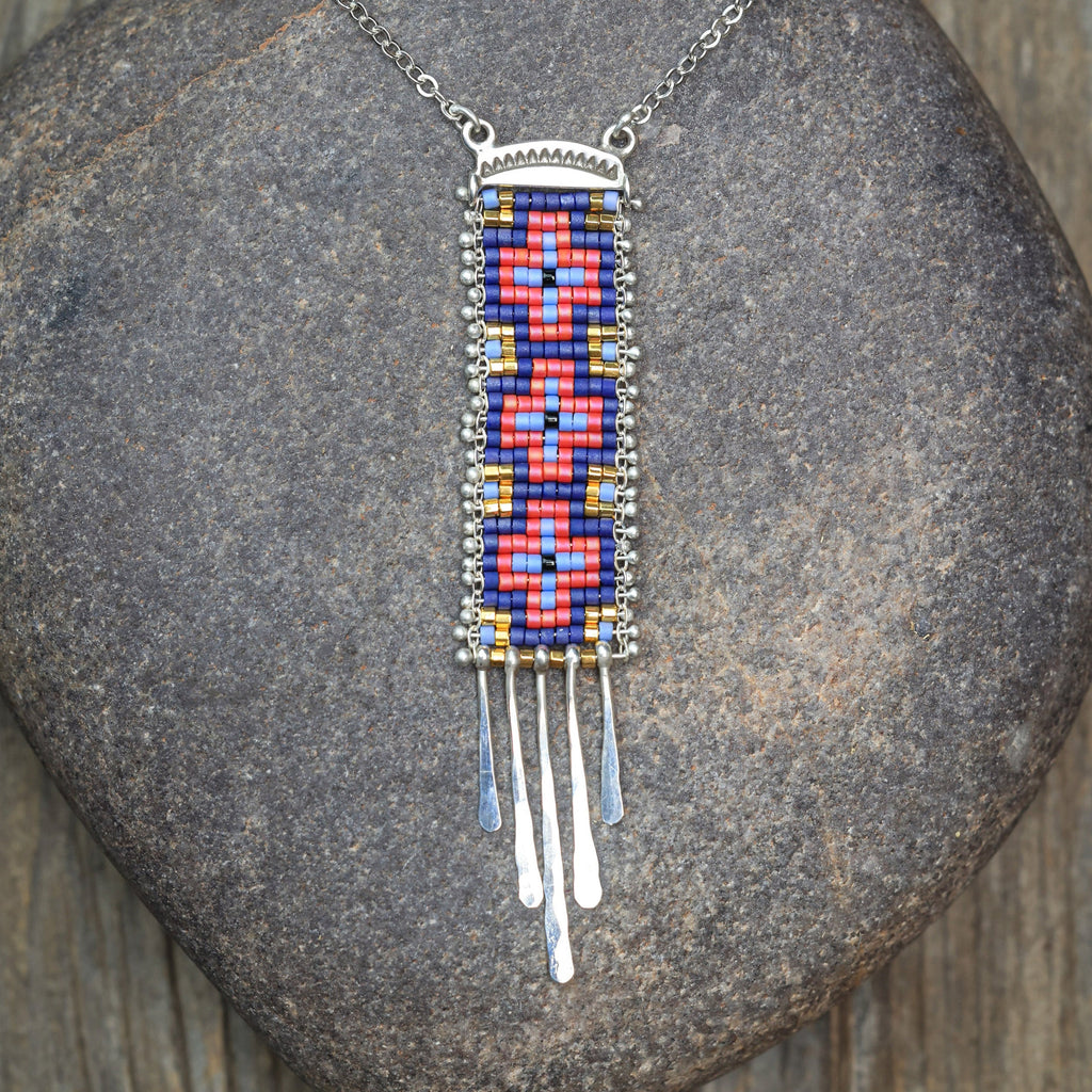 Cruces Necklace in Navy Blue Multi