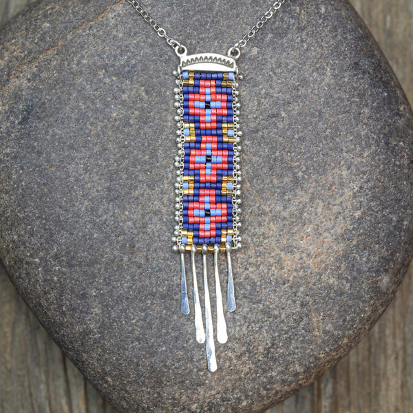 Cruces Necklace in Navy Blue Multi