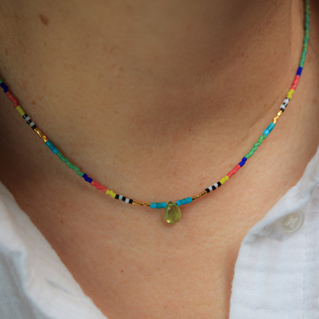 Seed Bead Necklace with Peridot