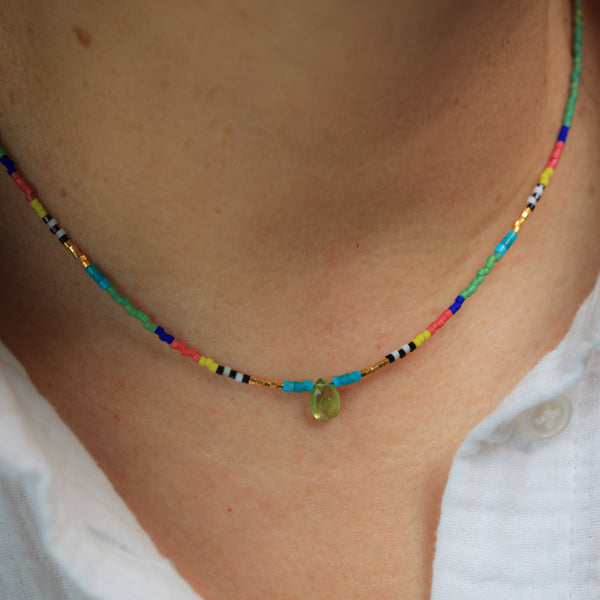 Seed Bead Necklace with Peridot