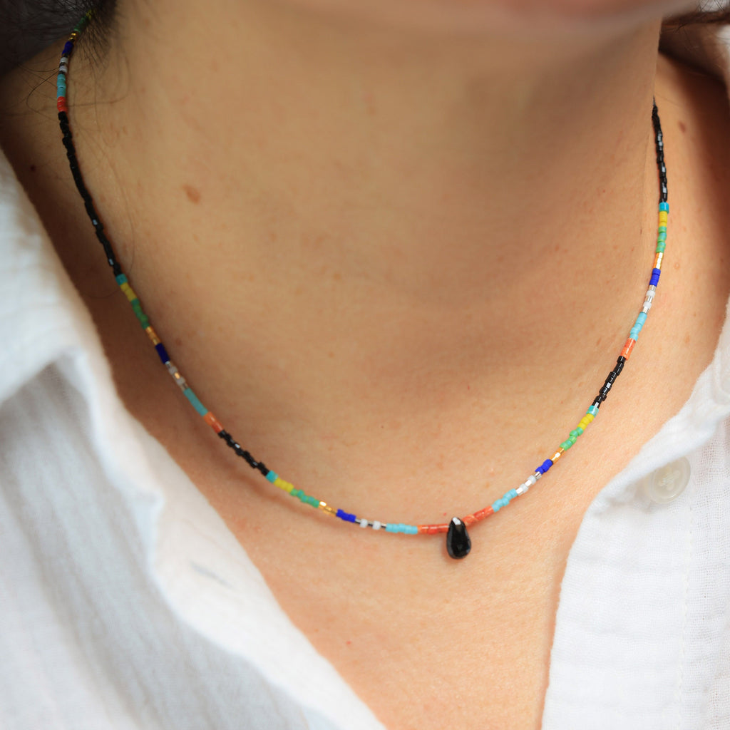 Seed Bead Necklace with Spinel