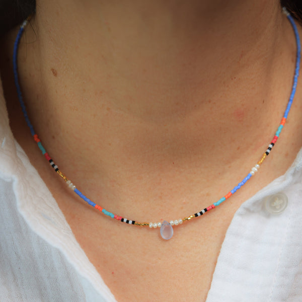 Seed Bead Necklace with Chalcedony