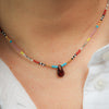 Seed Bead Necklace with Garnet