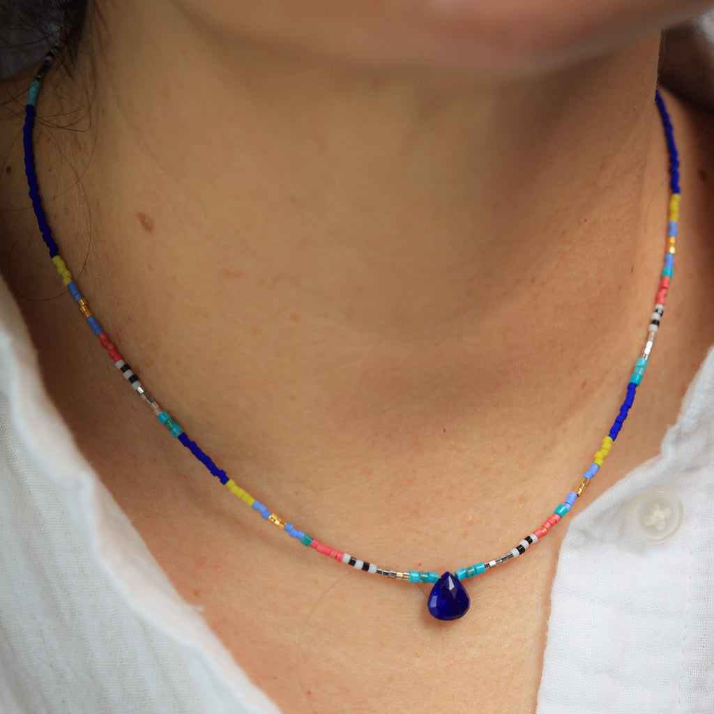 Seed Bead Necklace with Lapis