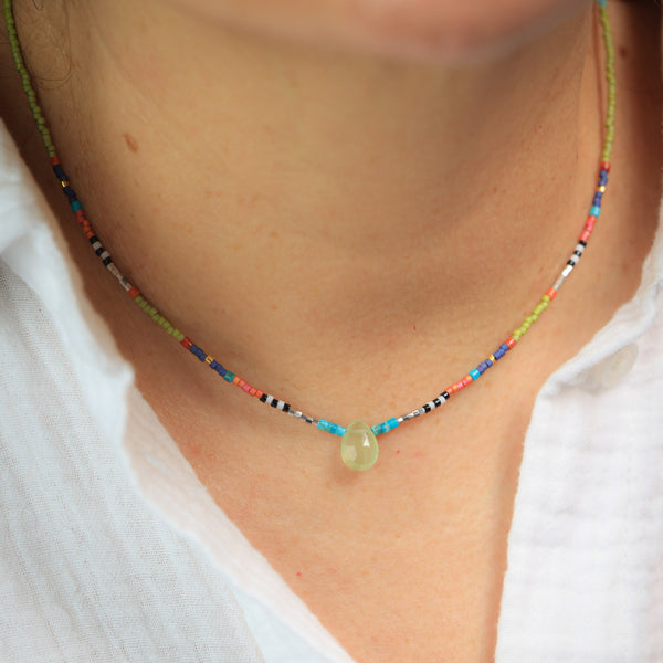Seed Bead Necklace with Prehnite