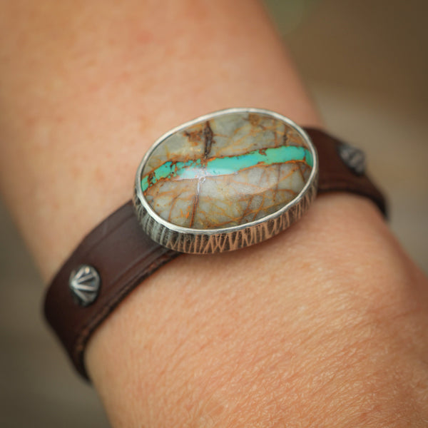 Horse Tack Bracelet with Royston Ribbon Turquoise