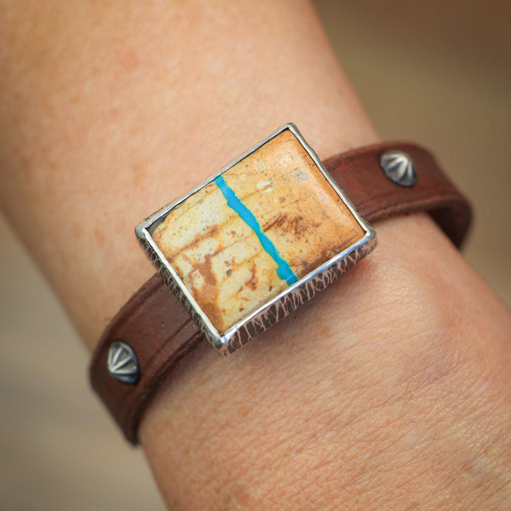 Horse Tack Bracelet with a Rectangle Royston Ribbon Turquoise
