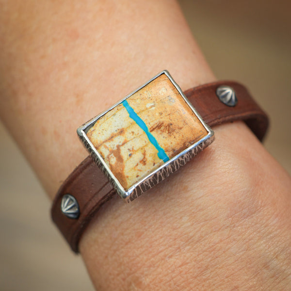 Horse Tack Bracelet with a Rectangle Royston Ribbon Turquoise