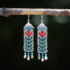 Thin Flora Earrings with Turquoise