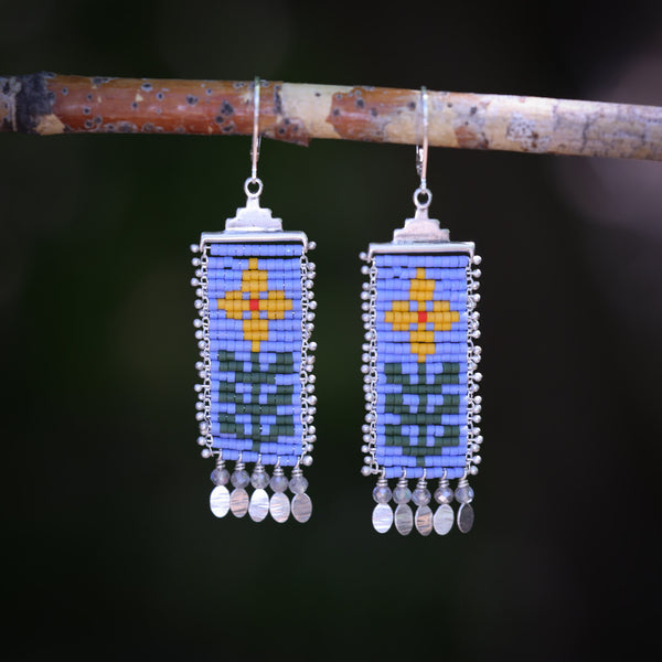 Flora Earrings in Periwinkle with Labradorite