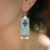 Flora Earrings in Turquoise with Apple Coral