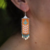 Flora Earrings in Mandarin with Turquoise