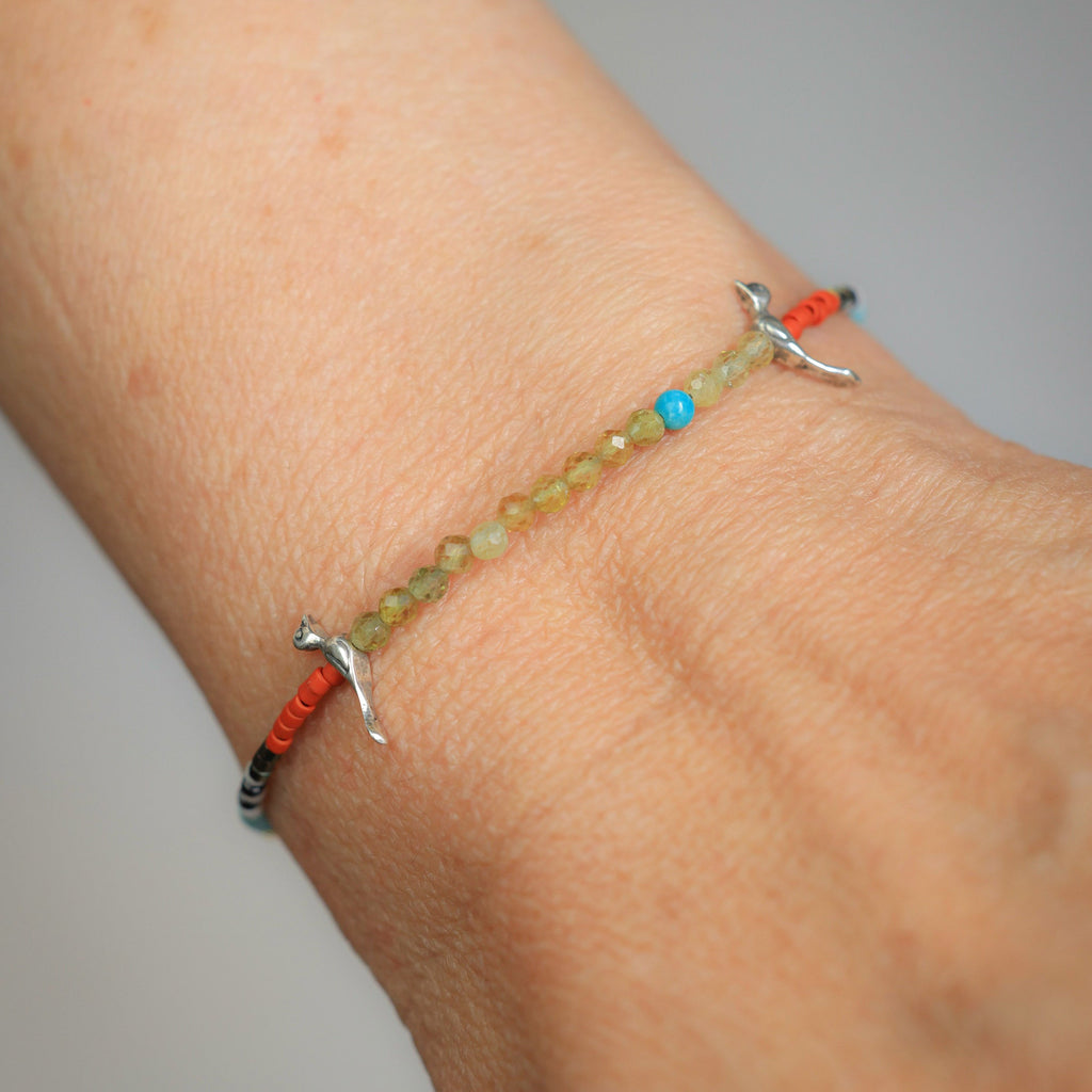 Birds Bracelet with Green Garnet