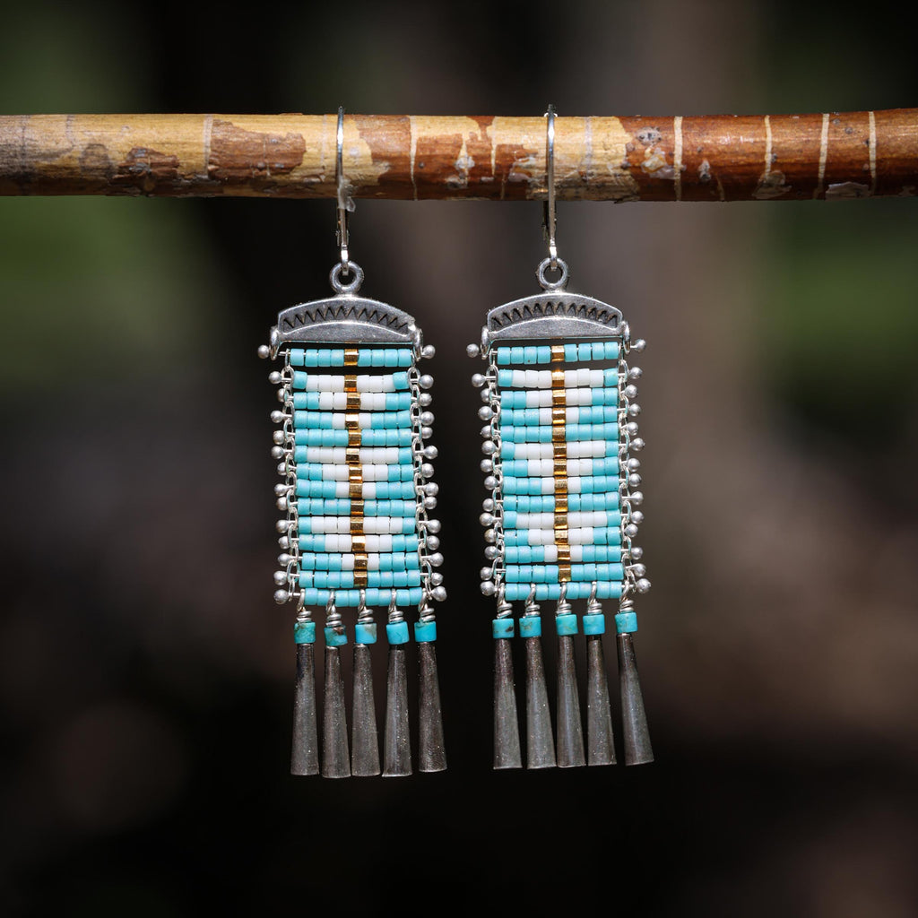 Aqua Sacred Peak Earrings with Turquoise