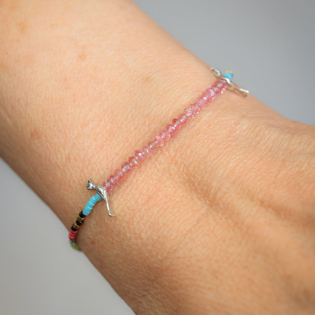 Birds Bracelet with Pink Tourmaline