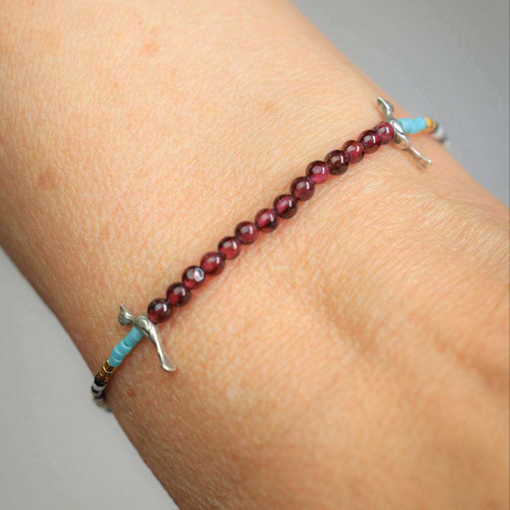 Birds Bracelet with Garnet