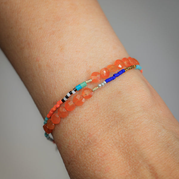 Double Wrap Seed Bead Bracelet with Carnelian