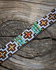 White and Brown Cruces Bracelet with Kingman Turquoise