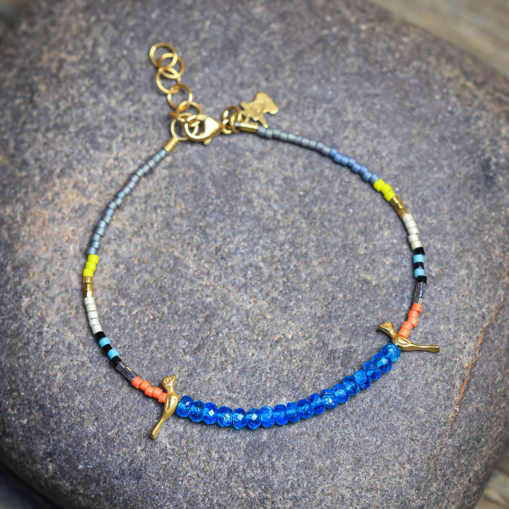 Birds Bracelet with Apatite 24K Vermeil
