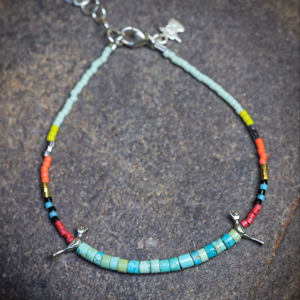 Birds Bracelet with #8 Turquoise
