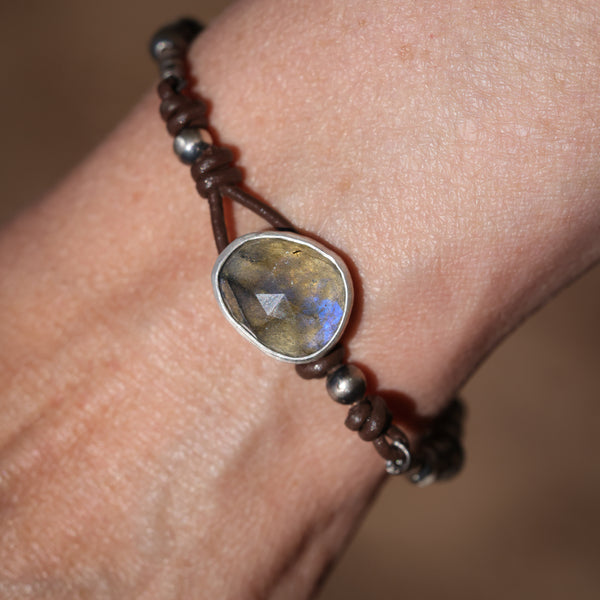 Rose Cut Labradorite Seam Bead Bracelet