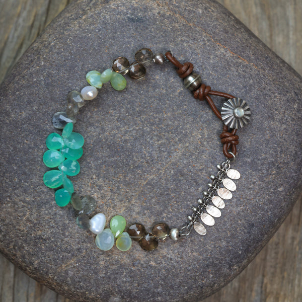Stream of Chrysoprase & Pearl Bracelet