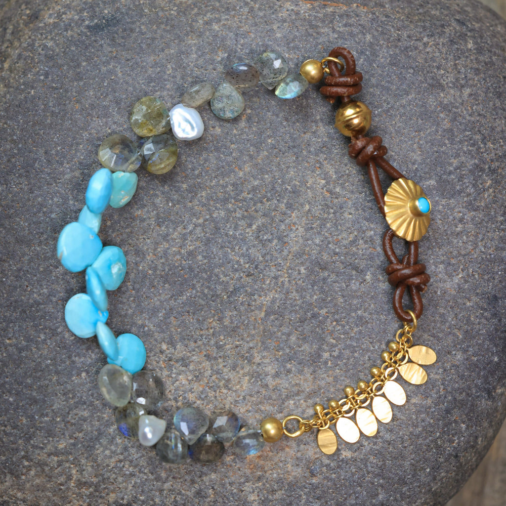 Stream of Turquoise Bracelet in 24k Vermeil