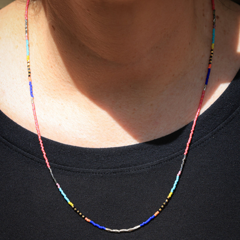 Seed Bead Necklace in Fuchsia Multi