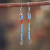 Twin Arrows Earrings with Blue Kingman Turquoise and Apple Coral