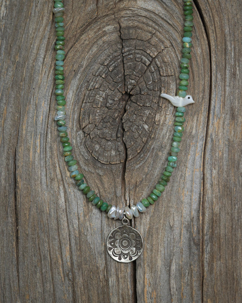Solar Flare Necklace with Peruvian Opal