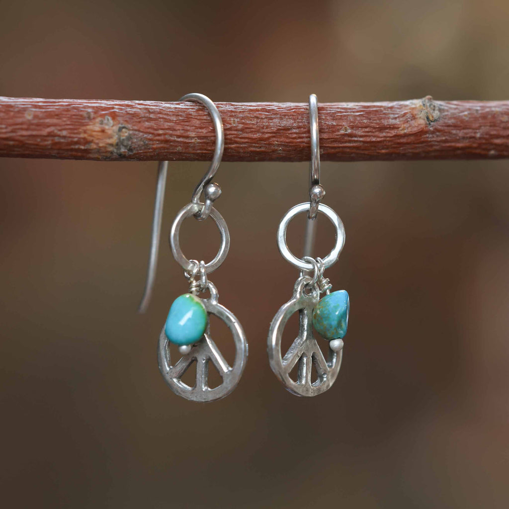 Peace Sign Earrings with Turquoise