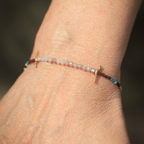 Birds Bracelet with Peach Moonstone in 24K Vermeil