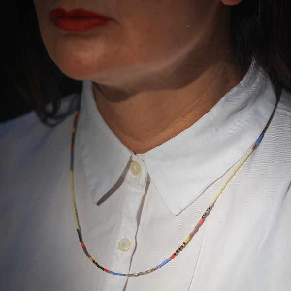 Seed Bead Necklace in Butter Yellow Multi