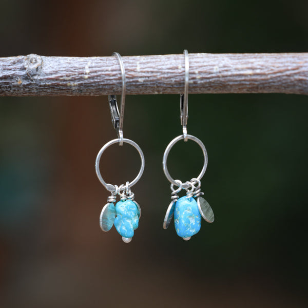 Pétalo Fringe Earrings with Sleeping Beauty Turquoise