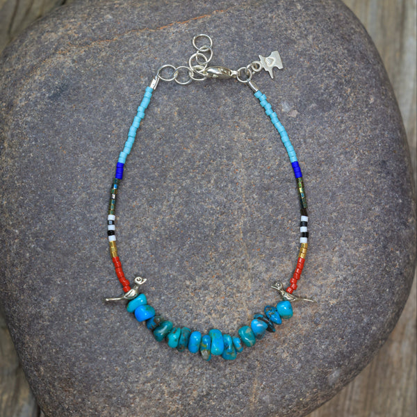 Birds Bracelet with Turquoise Nuggets