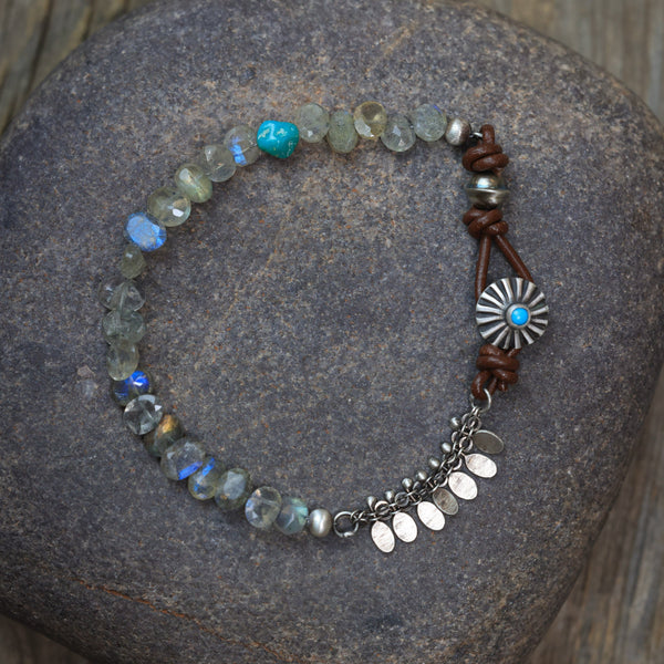 Stream of labradorite & Turquoise Bracelet