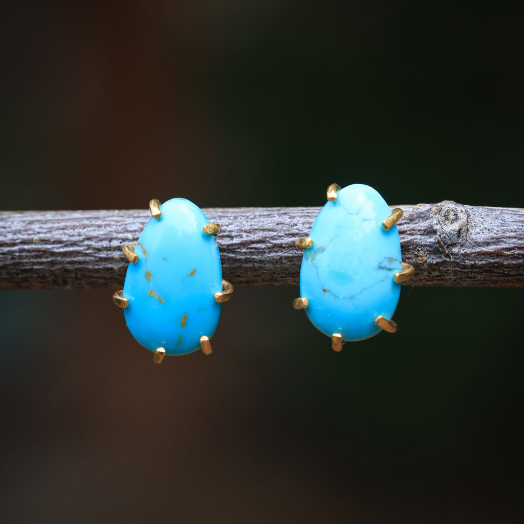 American Turquoise Post Earring in 24k Vermeil #2