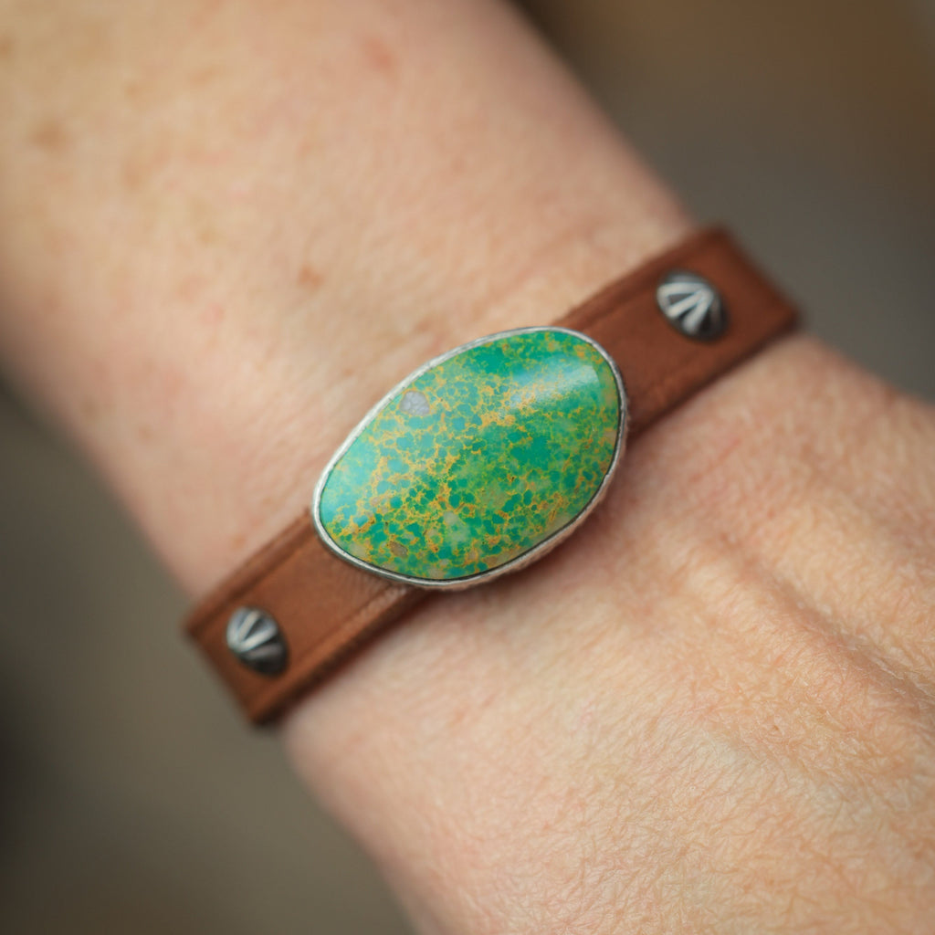 Horse Tack Bracelet with Sonoran Gold Turquoise