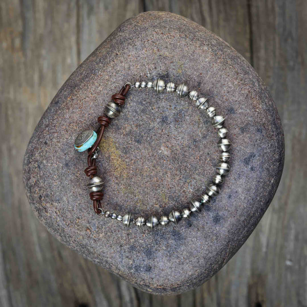 Thin Seam Bead Bracelet with Turquoise