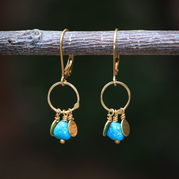 Pétalo Fringe Earrings with Sleeping Beauty Turquoise in 24k Vermeil #2