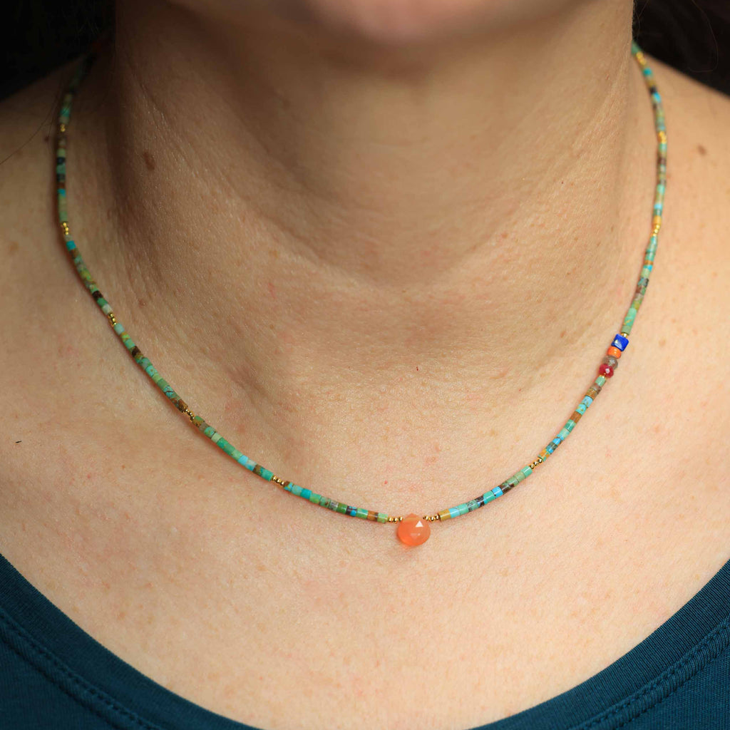 Turquoise Necklace with Fire Opal