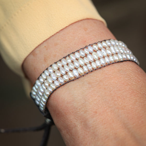 Pearl Bracelet With Sleeping Beauty Turquoise