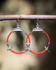 Small Hoops with Silver Birds and Sea Bamboo Coral