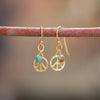 Peace Sign Earrings with Turquoise in 24k Vermeil