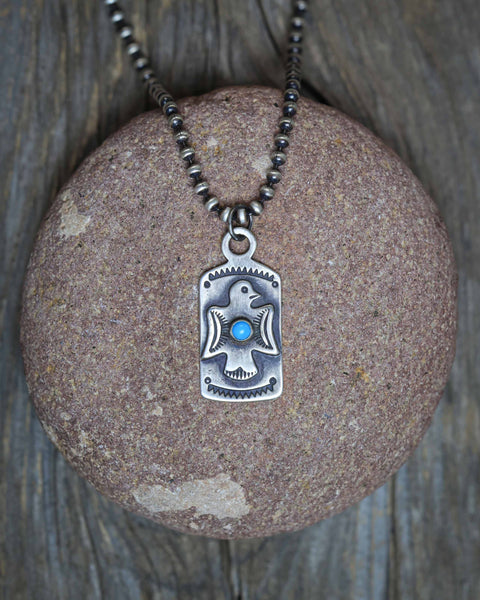 Bird Tag Necklace with Sleeping Beauty Turquoise