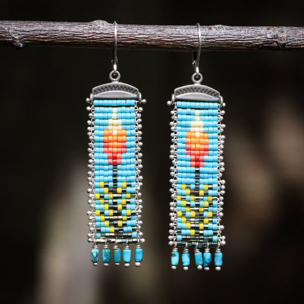 Yucca Earrings in Blue with Turquoise