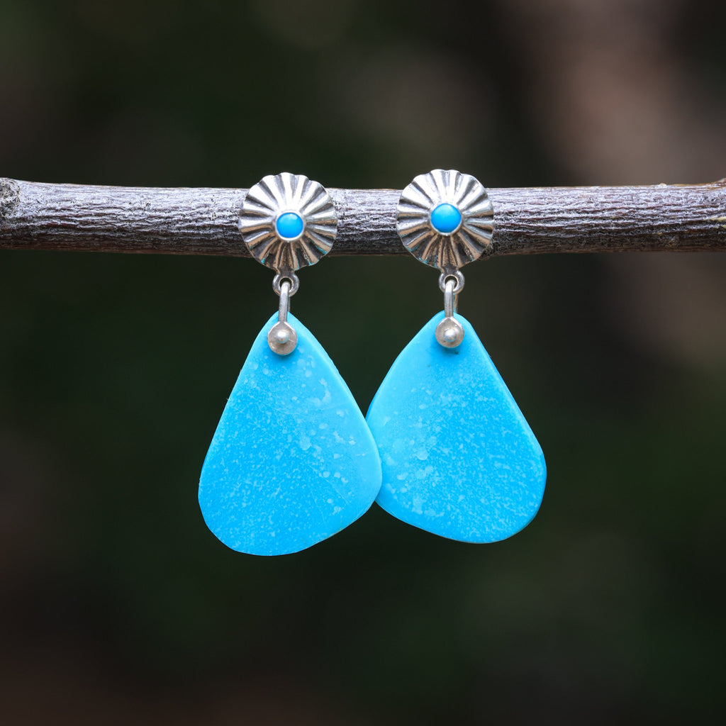 Kingman Turquoise Slab Post Earring