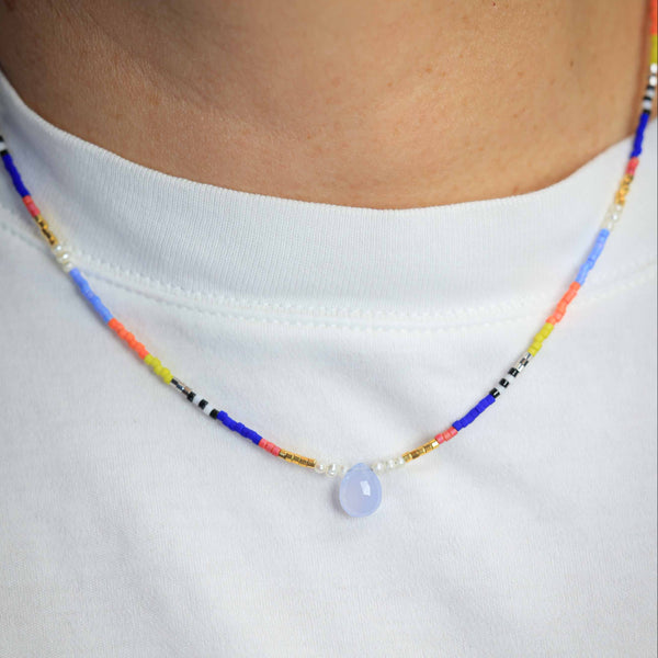Seed Bead Necklace with Chalcedony