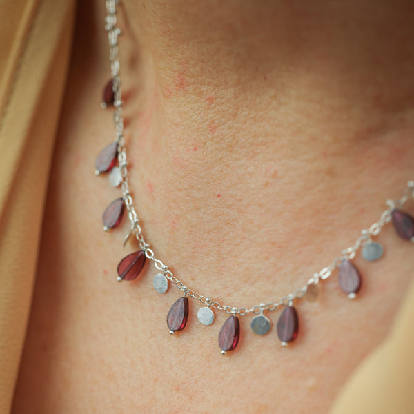 Fringe Necklace With Garnet
